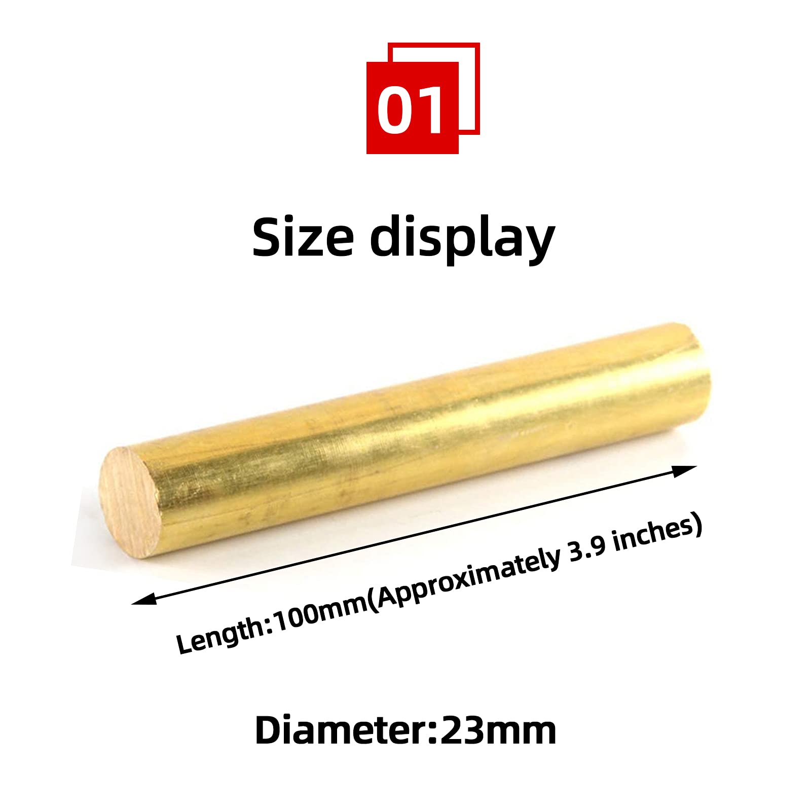 Barre Tonde in Ottone Barra Tonda Solida Può Essere Utilizzata per Realizzare Piccoli Accessori, Diametro 23,0 Mm/24 Mm/25 Mm, Lunghezza 100 Mm/Diameter:23.0Mm