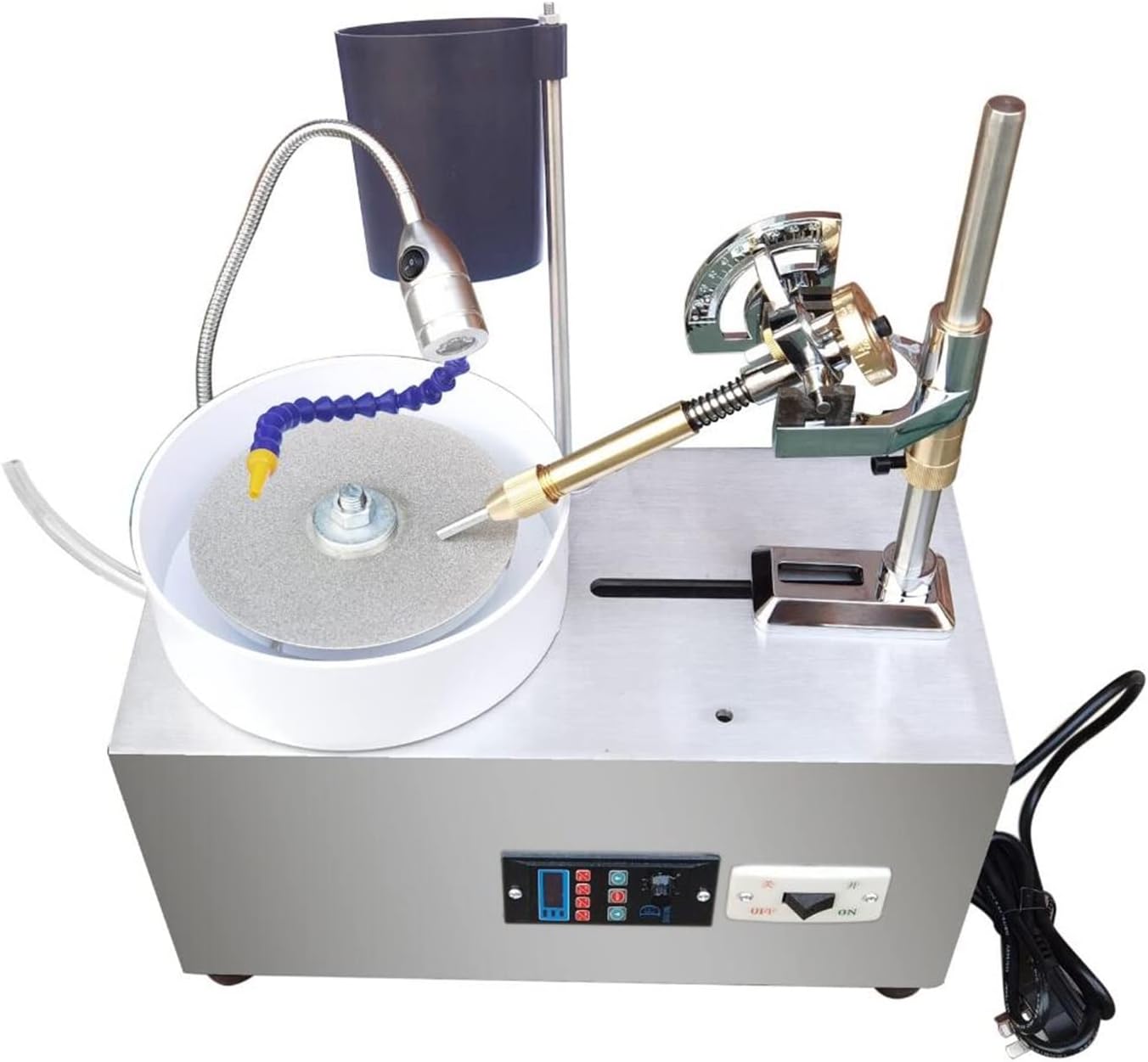 JEEVOO Jade Grinding Polishing Machine Multi-Function Bench Lathe Polisher Jewelry Lapidary Faceting Machine Gemstone Grinding Machine Polishing Equipment Flat Grinder