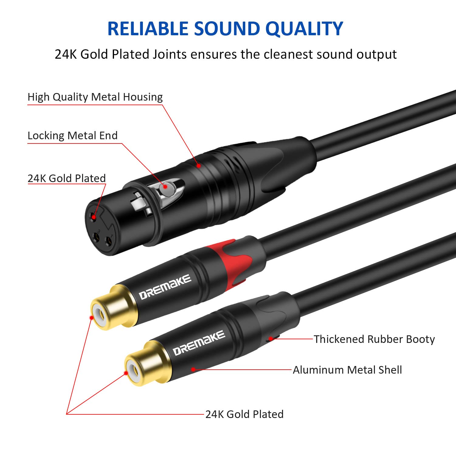 3 m żeński podwójny kabel audio RCA żeński XLR żeński 3 m, żeński XLR 3-pinowy podwójny żeński wtyk RCA żeński rozdzielacz kabla krosowego, XLR do RCA Stereo mikrofon, XLR do 2RCA Kabel