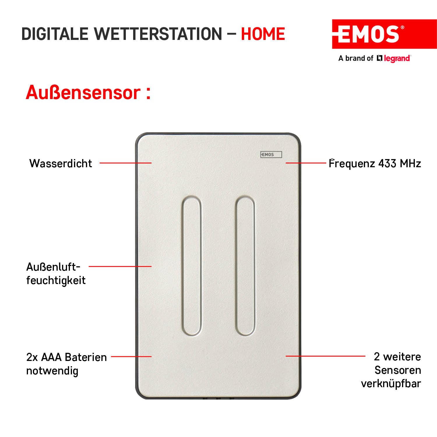 EMOS - Funk-Wetterstation mit Außensensor - Touchscreen-Farbdisplay, Thermometer, Hygrometer, Barometer, Wettervorhersage - DCF Funkuhr - 13 Funktionen - inkl. Netzteil, Wand-/Tischhalterung