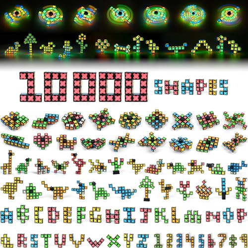 TOSY Magnet Fidget Spinner Glow – 16 Blocks, 3in1 Toy: Transformable Fidget Spinner, Infinity/Puzzle Cube, Easter Birthday Gift for Kids/Adults, Glowing STEM Sensory Stress Relief