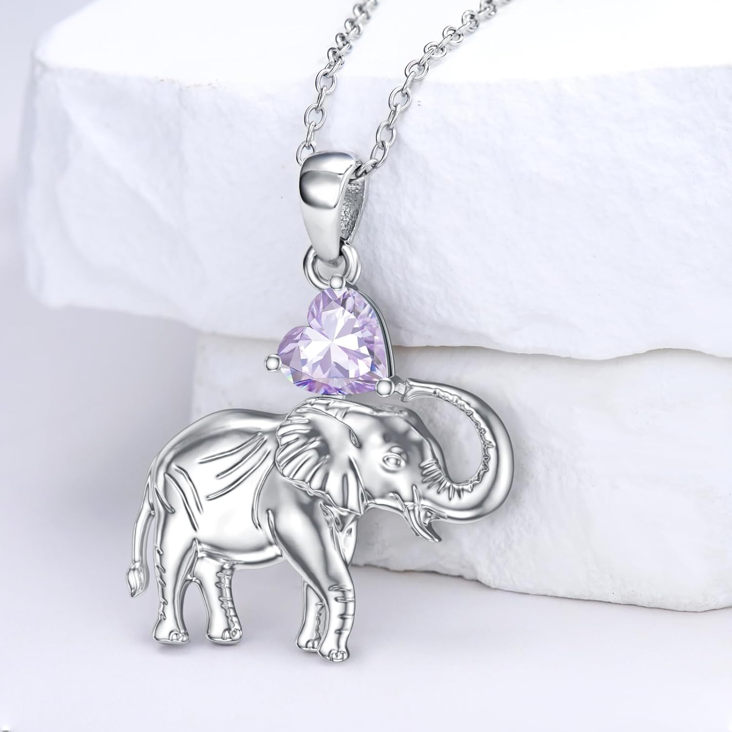 LONAGO Elephant Necklace Birthstone Elephant Pendant Necklace for Women - Image 2