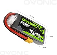 Vista 4 de OVONIC 3S Lipo Battery 80C 450mAh 11.1V Lipo Battery with XT30 Connector for RC FPV Racing Drone Quadcopter(4 Packs)
