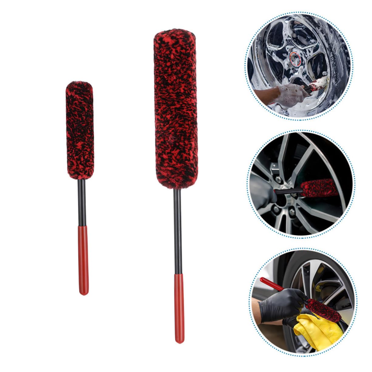 2 Pezzi Spazzole per Ruote Auto Spazzola per Cerchi e Pneumatici con Impugnatura Ergonomica Resistente e Flessibile per Pulizia Profonda e Dettaglio Auto Materiale Durevole