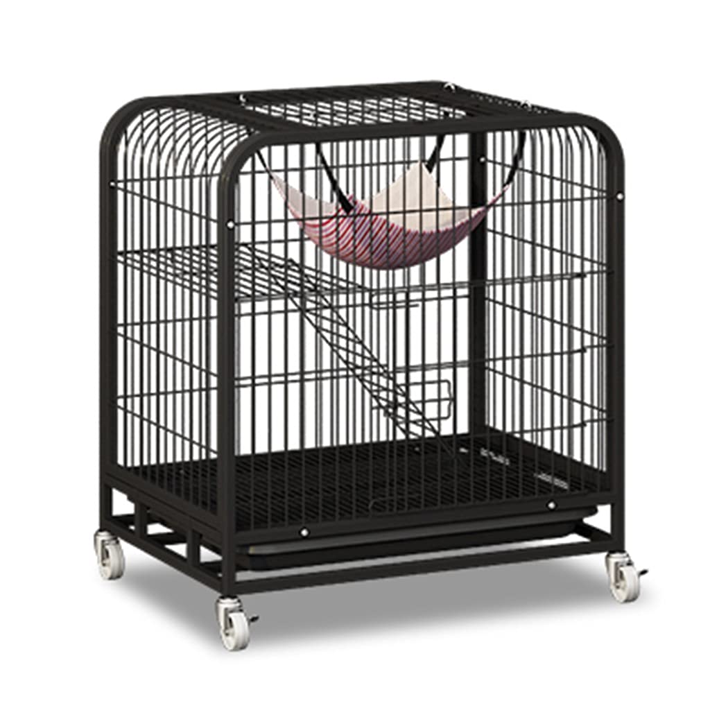 Katzenkäfig Katzenstreu Für Den Innenbereich Doppellagiges Katzenhaus Mit Zubehör Wie Hängematte Isomatte Katzentoilette Usw ( Color : Black , S : 62x45x68cm )