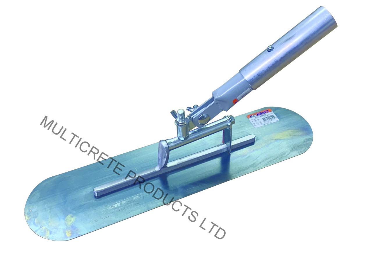 Kraft Tool Co. Blue Kraft Tool Funny Trowel Kit, Concrete Trowel, Pattern Imprinted Concrete Tools (20"X4" S/S, Swivel Bracket & 1-3/4" Clevis)