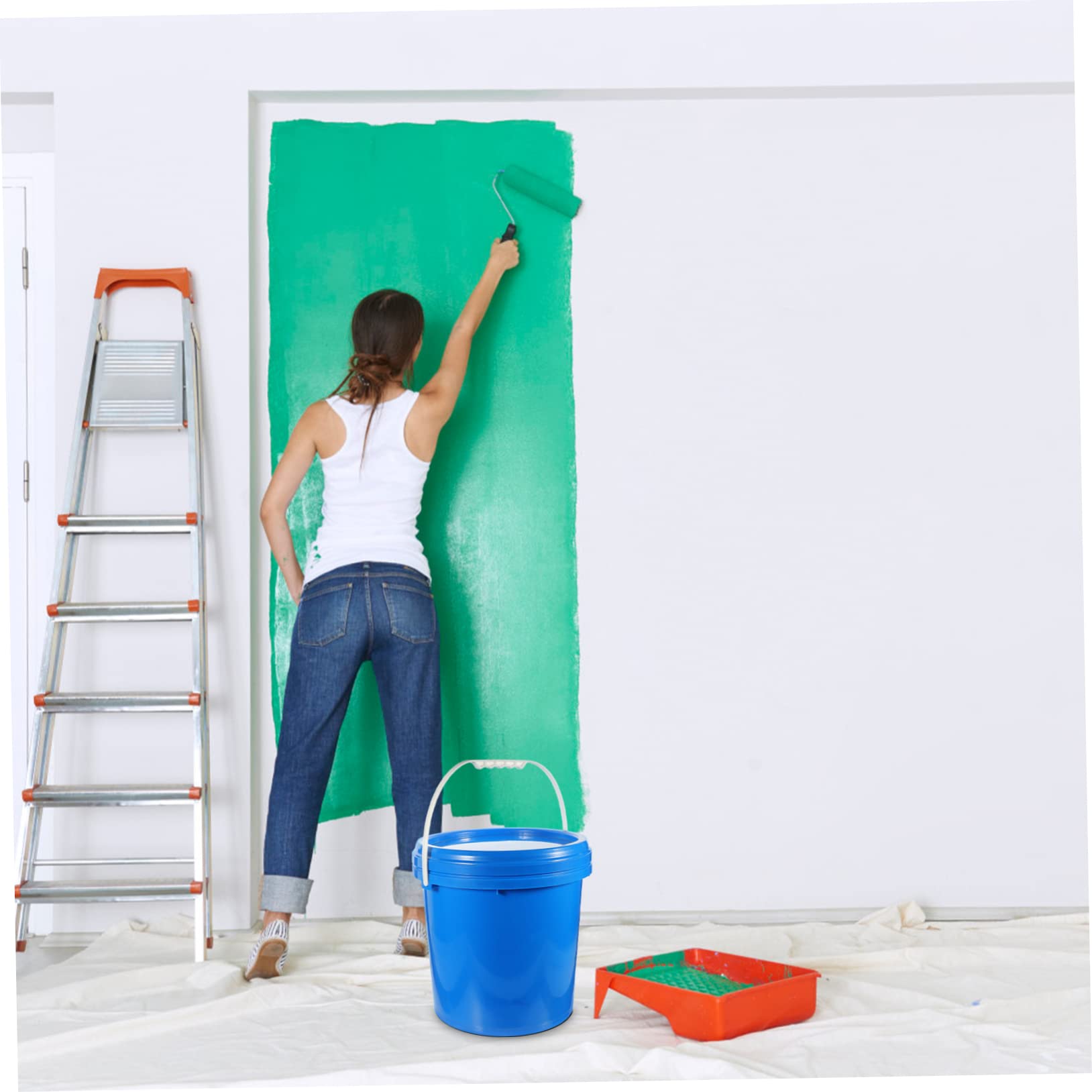 Veemoon Cubo de Pintura Blanco Hdpe Tapa para Almacenamiento de Pinturas o Pigmentos para Uso Proyectos de Arte o Decoración