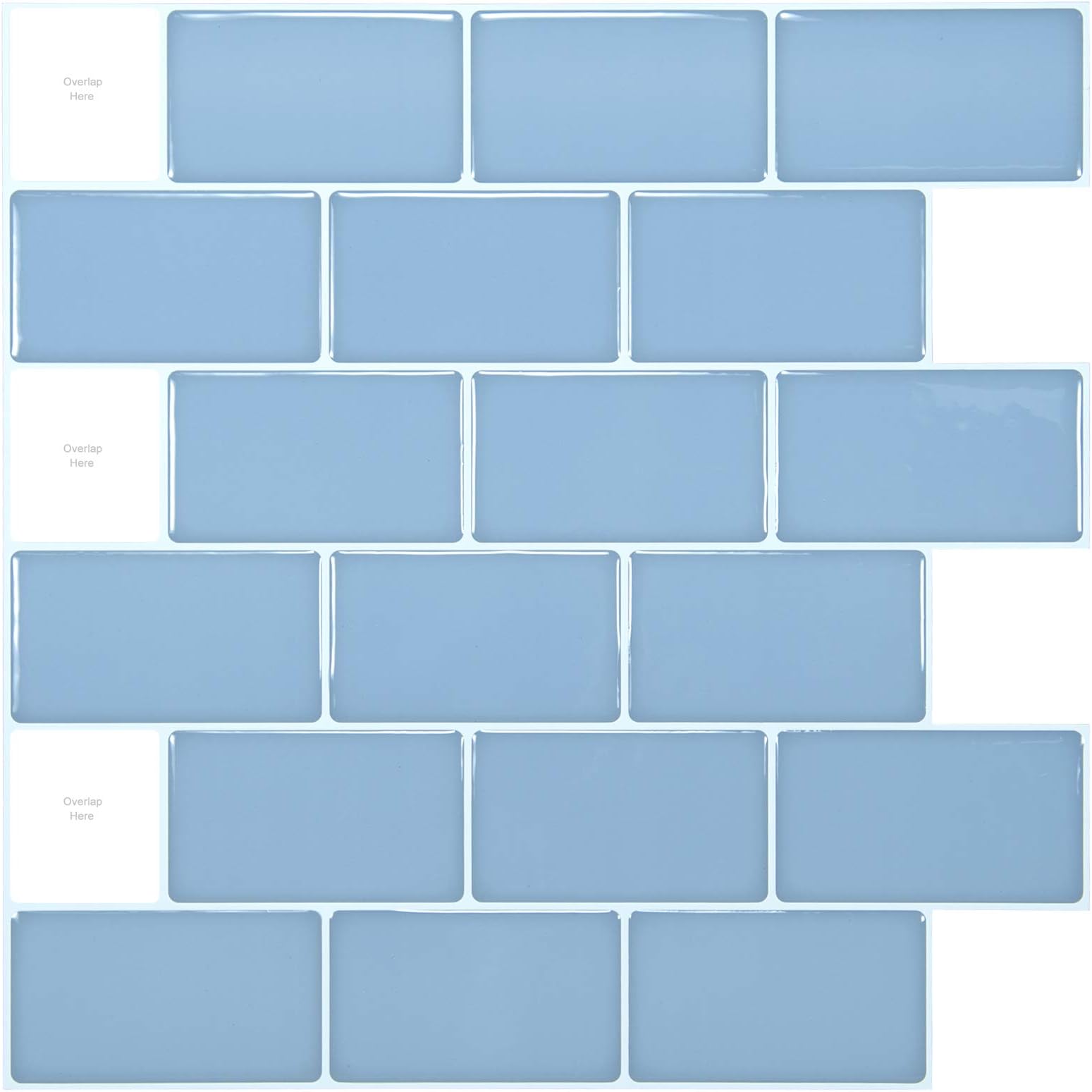Art3d 30 * 30cm Peel and Stick Backsplash Tiles for Kitchen, Shiny Light Blue (A17000BE)