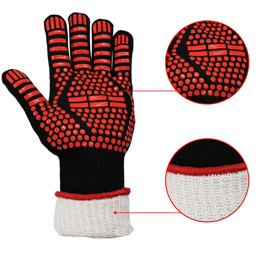 DoMii Guantes para barbacoa resistentes al calor a 800.0 °C, guantes de horno antideslizantes de silicona para barbacoa, camping, microondas, ahumador, cocina, 1 par de 12 pulgadas, color azul