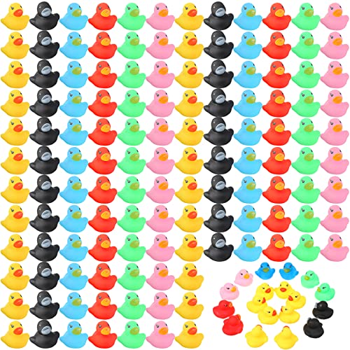 Zhanmai 400 Pcs Mini Rubber Ducks, Float Tiny Baby Shower Rubber Ducks 1.57 x 1.57 x 1.18 Inch for Preschool Bath Toy Party Decoration Fun Squeak Small Pool Toy(Multicolor)