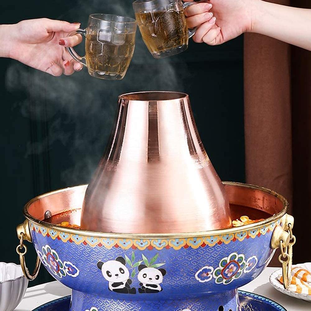 Fondue Chinoise, Pot Chaud Traditionnel Chinois, Pot Mongol, en cuivre Pur, de Pékin, épais(32cm)