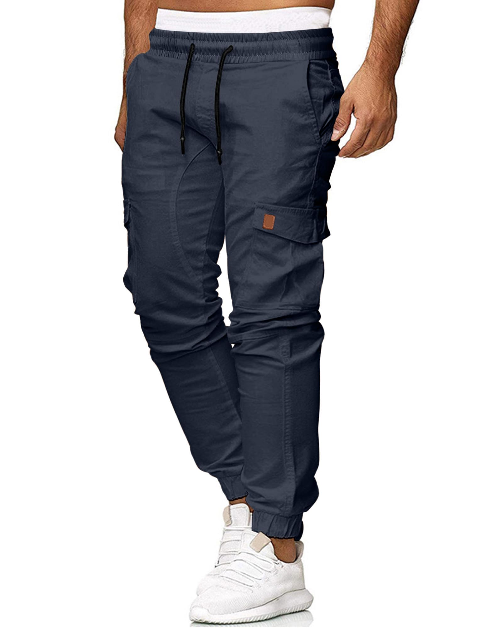 Herren Cargo Hose Casual Work Combat Jogger Slim Fit Drawstring Hose mit Taschen