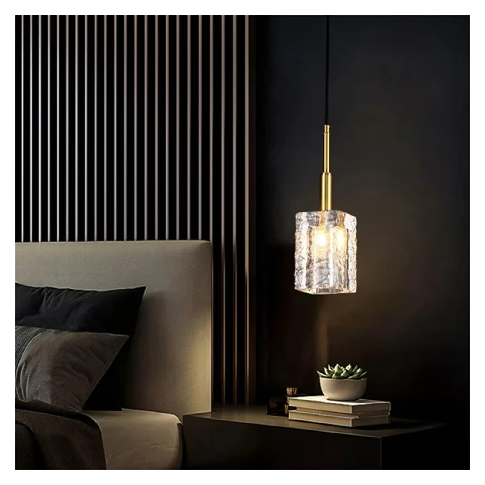 ZTCHSENZT Copper Gold Chandelier Bedroom Restaurant Light Luxury Crystal Single Long Line Small Chandelier,Cold White-9 * 34cm