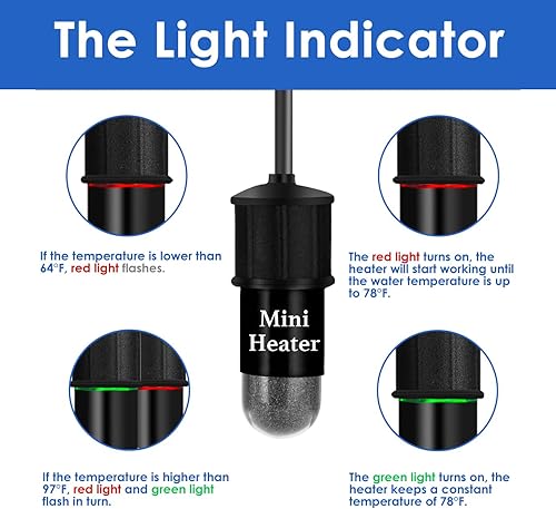 Miniatura 5 de AquaMiracle Calentador de acuario pequeño de 25 W, calentador sumergible para pecera, calentador Betta, fácil funcionamiento con temperatura