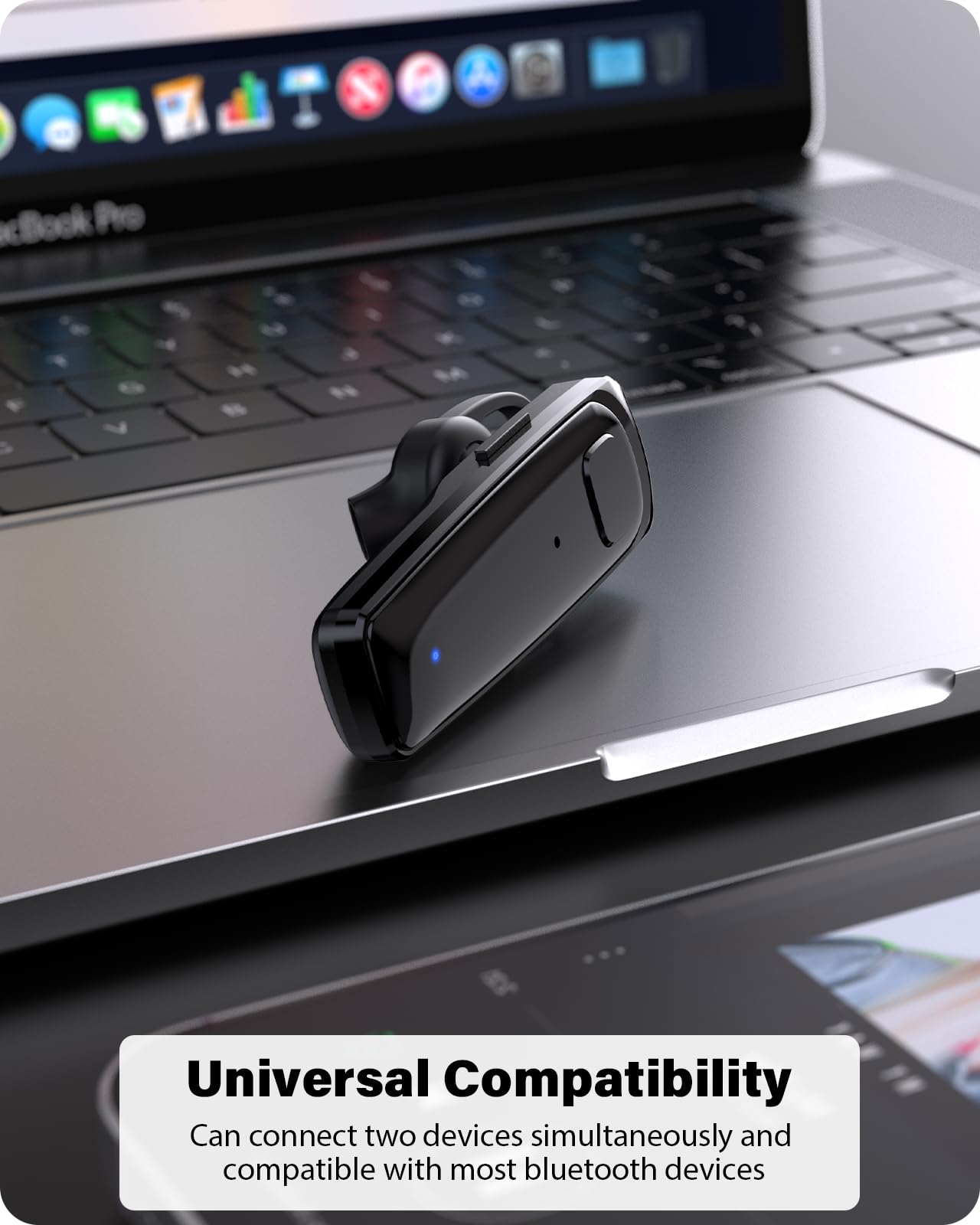 Auriculares Bluetooth, auriculares de negocios de una sola oreja, auriculares manos libres V5.3 con gancho, auriculares inalámbricos de 16 horas de conversación, auriculares Bluetooth con micrófono