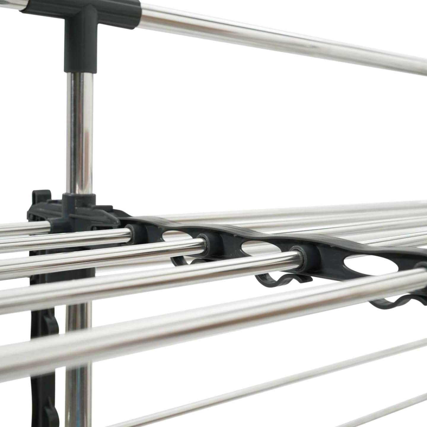 IDMarket - 60 M SUPRA XXL grigio/bianco Asciugatrice a 4 livelli + barra telescopica