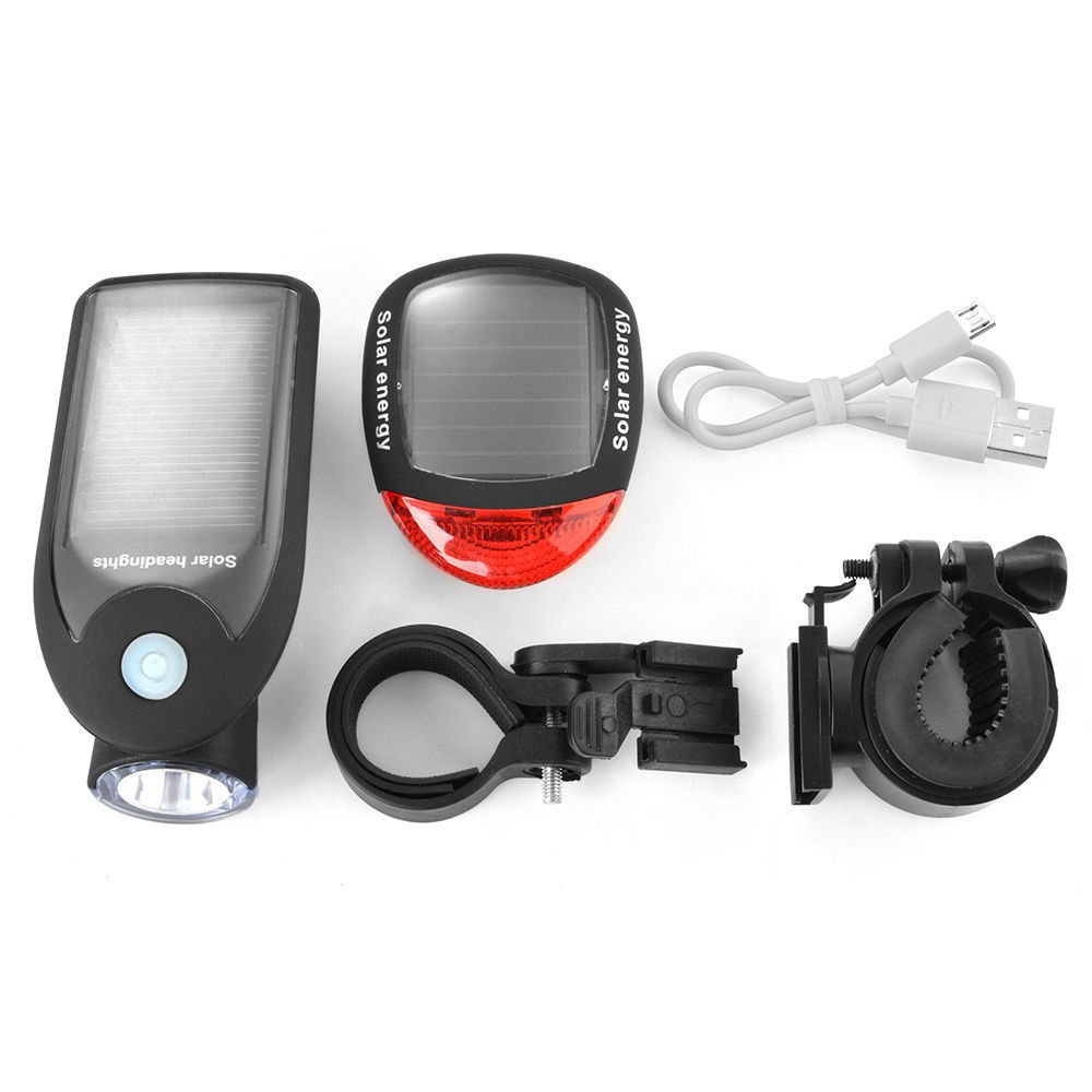Luces De Bicicleta con Energía Solar Faros Delanteros De Bicicleta De Montaña Luces Traseras Dos En Un Conjunto USB Recargable Accesorios De Linterna