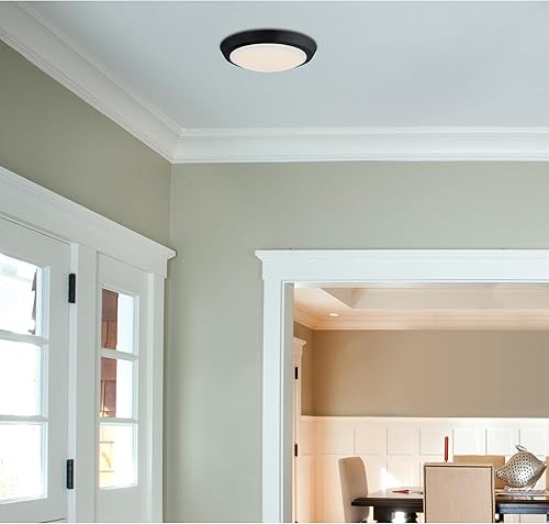 Miniatura 3 de Westinghouse 6117400 Lámpara de techo tradicional de una sola luz, 11 pulgadas y 20 vatios LED para interiores, acabado negro mate, pantalla acrílica