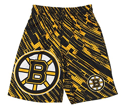 Klew NHL Big Boys Youth Boys Game Day Shorts, Various Teams (Boston Bruins, Large (14-16))