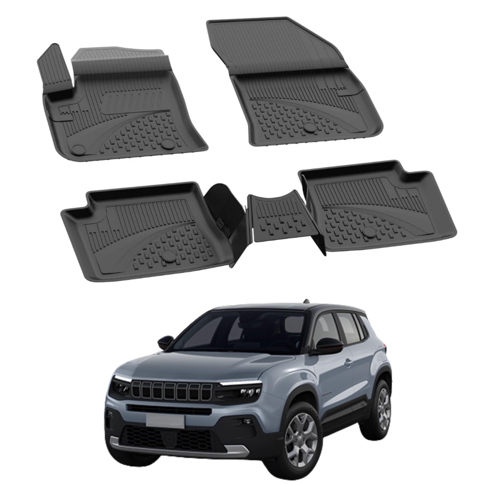 Sahler Alfombrillas de coche compatibles con Jeep Avenger Electric 2025-2026 | 4.5D Premium TPE goma antideslizante alfombrillas de goma impermeable coche coche negro