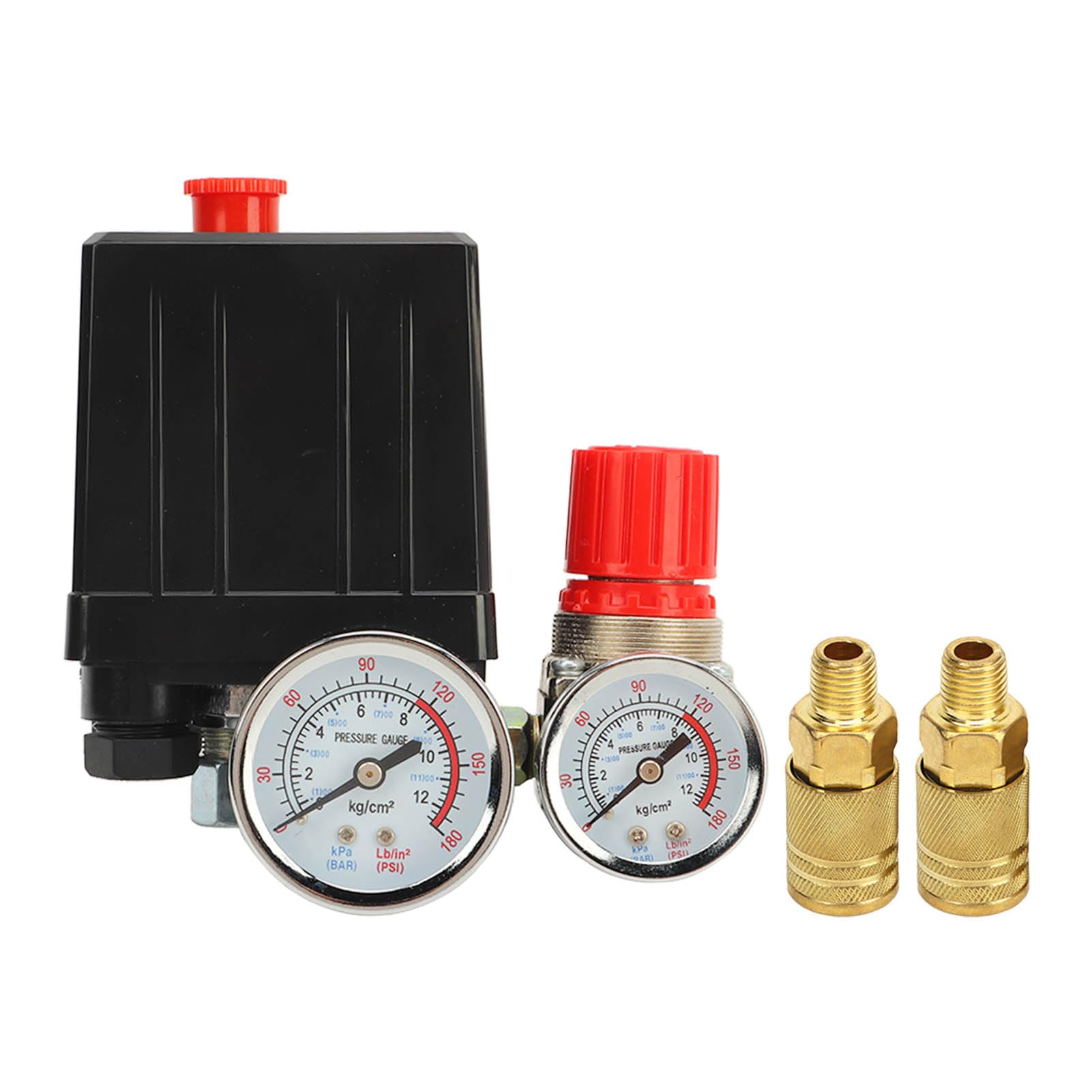 Kit 3 en 1 de pressostat de compresseur d'air automatique avec baromètre, vanne de commande réglable avec précision, plage 0,5 à 0,8 MPA pour outils industriels et atelier