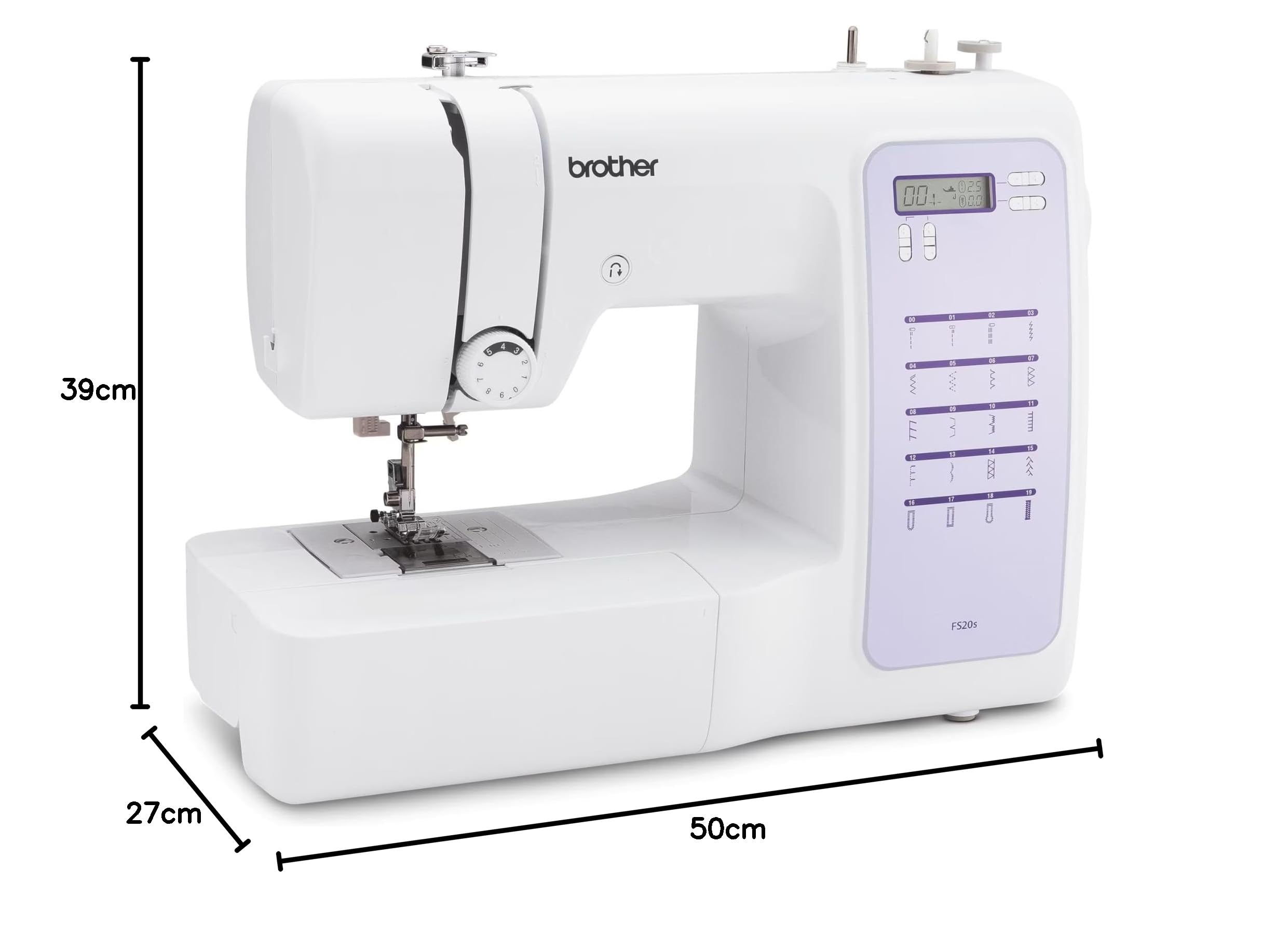 Brother FS20S - Macchina da cucire elettronica, Professionale, 32 funzioni cucito, Domestica, per Principianti, Facile da usare, Cucitura Rapida, Cucitrice Automatica, Braccio Libero, Portatile