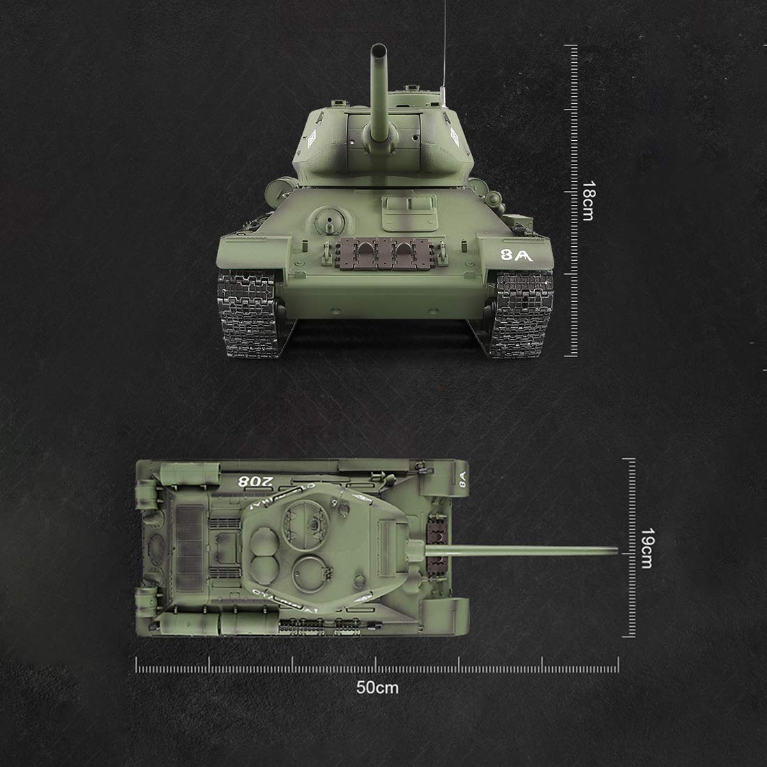Carro Armato Telecomandato 1/16 2.4G Sovietico T-34 Medio Con Effetti Sonoro-Luce Fumo, Militare RC All Terrain Off-Road Modello per Adulti - Edizione Basic