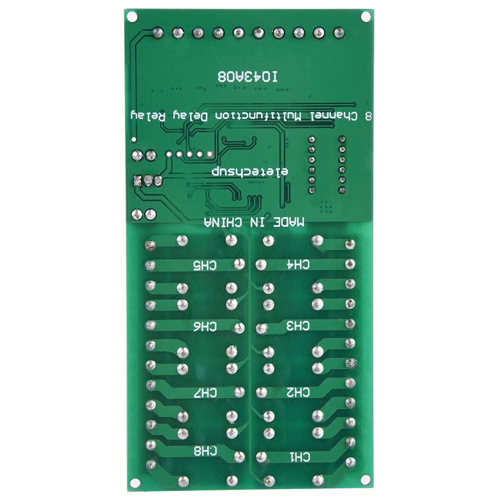 Relais de minuterie, DC 12V Module de relais à 8 canaux Module de relais de temporisation multifonction Carte d'interface Module de commutation de relais de temporisation