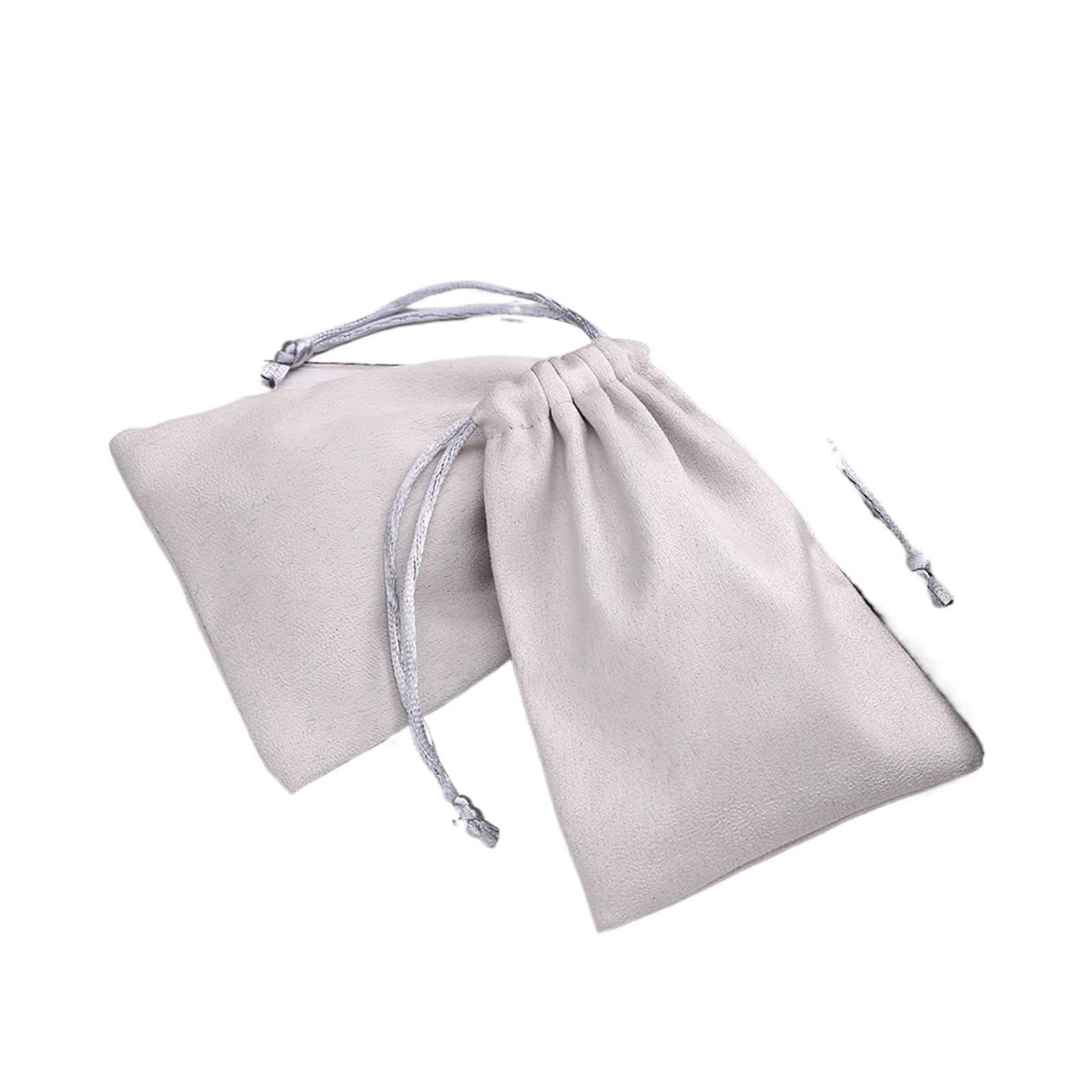 WEOKDFHA Jewelry Storage Bag 50pcs Flannel Jewelry Packaging Pouches Wedding Favor Bag Velvet Drawstring Pouch For Cosmetic Makeup(Grey,9x12 cm)
