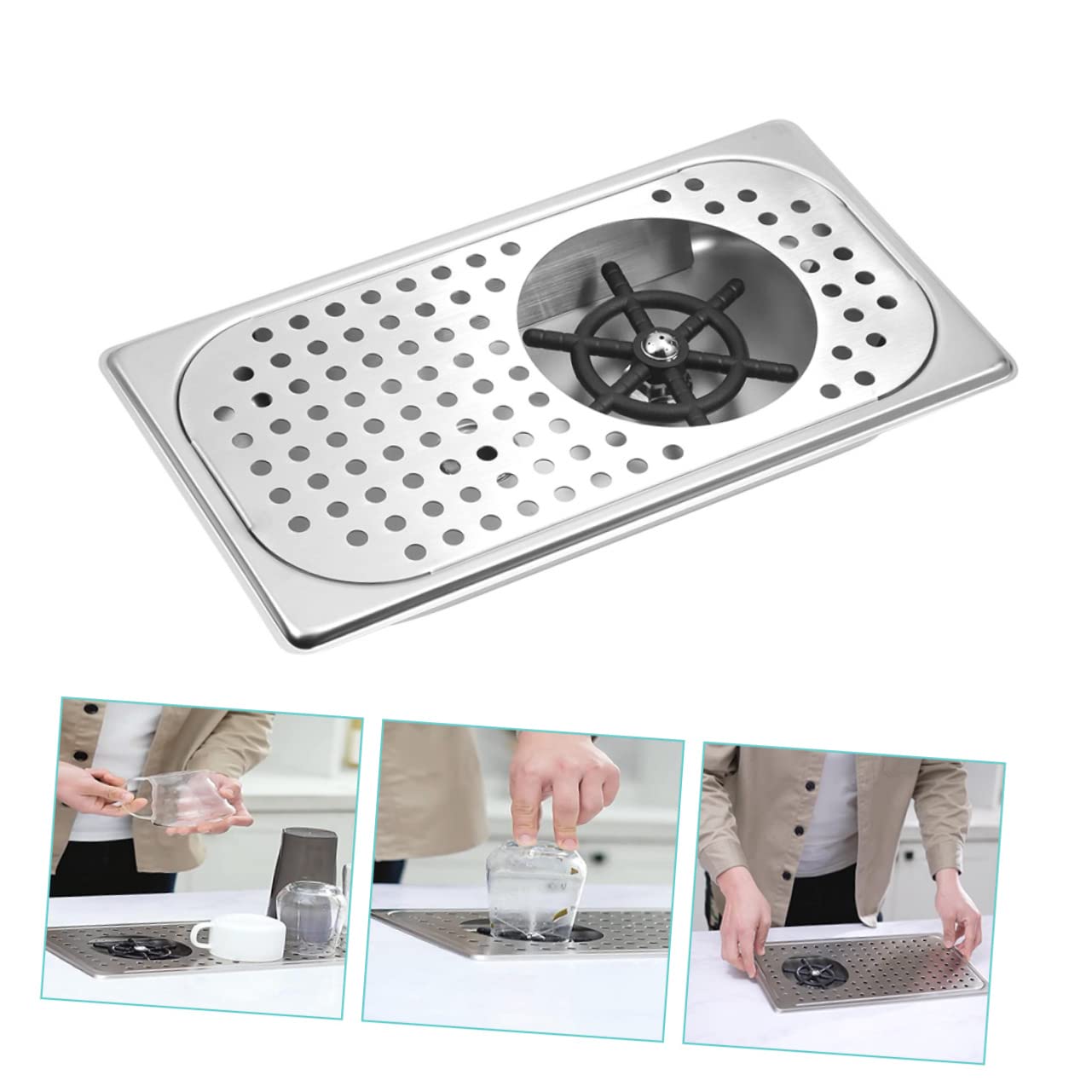 OSALADI 1juego Lavavasos De Inoxidable Rinser Para Fregadero Limpiador Automático De y Botellas Para Cocina Bar y Restaurantes Instalación y Durabilidad