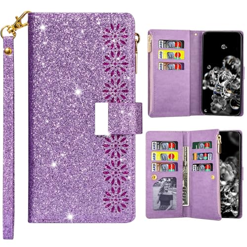Housse Samsung Z Fold 4 ciel étoilé avec porte-monnaie zippé violet