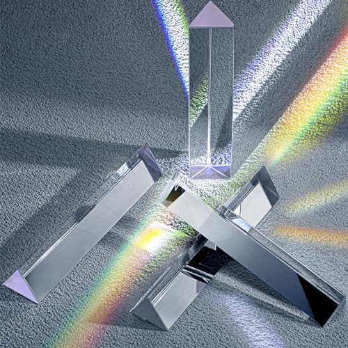 Image of Copkim 4 Pcs Clear Glass Prisms K9 Crystal Triangular Prism for Physics Teaching Photo Rainbow Photography Light Prisms for Refracted Light Spectrum Students Presents Gift(6 Inch)