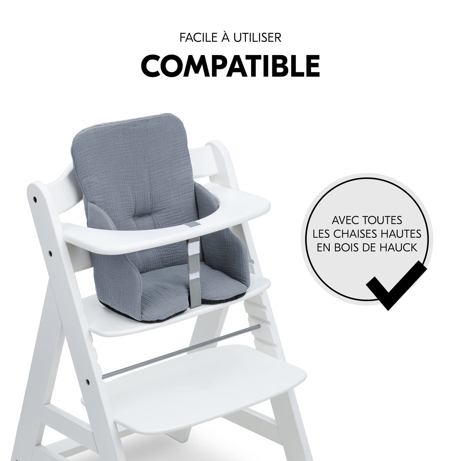 Coussin Chaise Haute Hauck Highchair Pad Select – Menthe Mousseline – Compatible Alpha+, Beta+, Arketa – Double Rembourrage