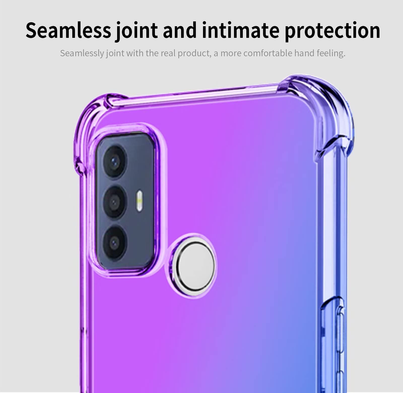 HONLEN Case For TCL 305 / TCL 306 / TCL 30E / TCL 30 SE (6.52 Inches) Transparent Gradient TPU Silicone Four Corners Corner Reinforcement Case - View #3
