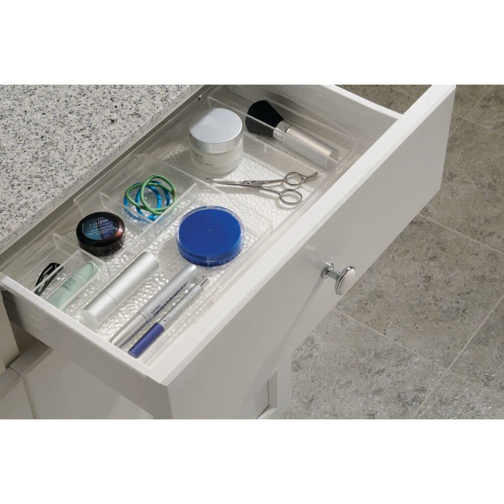 mDesign rangement maquillage (lot de 2) – boîte à maquillage extensible avec compartiments pour le tiroir – rangement make up en plastique parfait pour vernis à ongles, maquillage, etc. – transparent