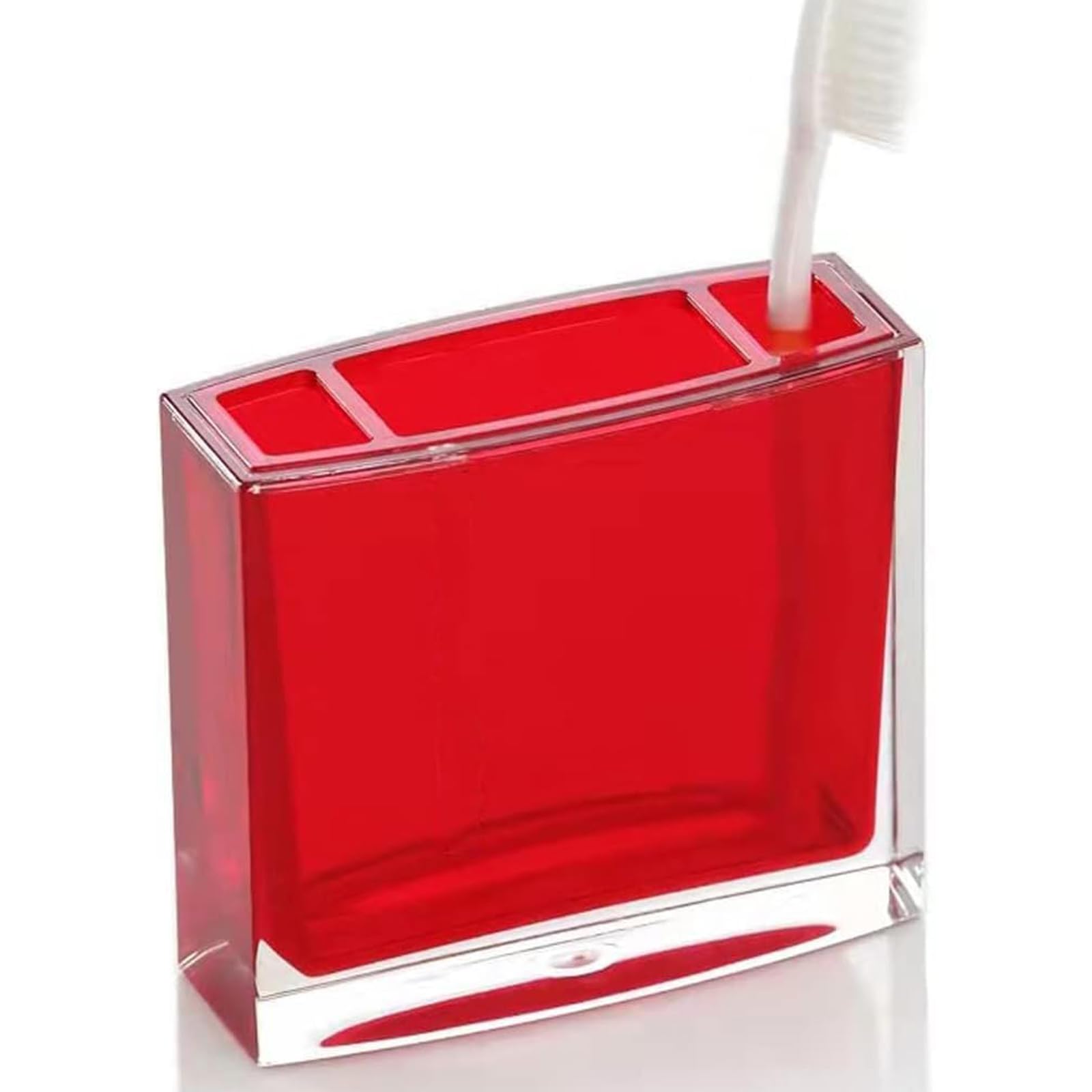 Juego de 5 piezas de tocador de baño acrílico con soporte de cristal para cepillo de dientes moderno con dispensador de jabón, vaso, recipiente de loción líquida, vaso