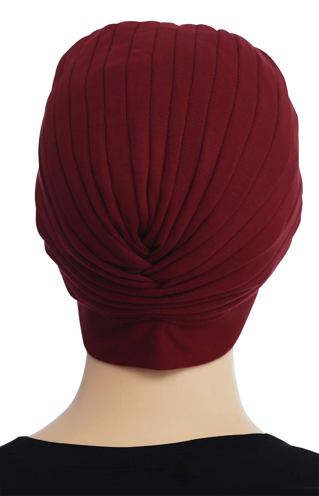 Turban Hats for Women Stylish Cotton Chemo Caps (Black, Medium)