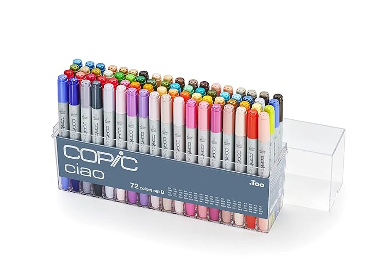 Copic Ciao, Alcohol Markers, 72 colors, Dual Brush Tip Art Markers for Artists & Creators, Permanent Blendable Sketch Markers for Coloring Drawing & Illustration Art - Set B - Set B