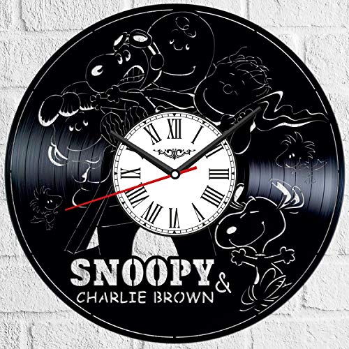 Snoopy Vinyl Record Wall Clock Poster - Vintage Home Decor Kitchen Bedroom Living Room Kids Room - Unique Handmade Gift For Kids Friends Boys Girls - 12 Inches #TOP1
