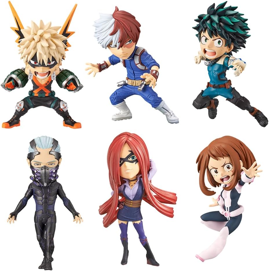 Anime Mini Figures Sets 6PCS Dabi Figure Model Statue 7CM Uraraka Ochako/Todoroki Shouto/Midoriya Izuku MHA Character Figure Collectibles Car Decoration for Fans