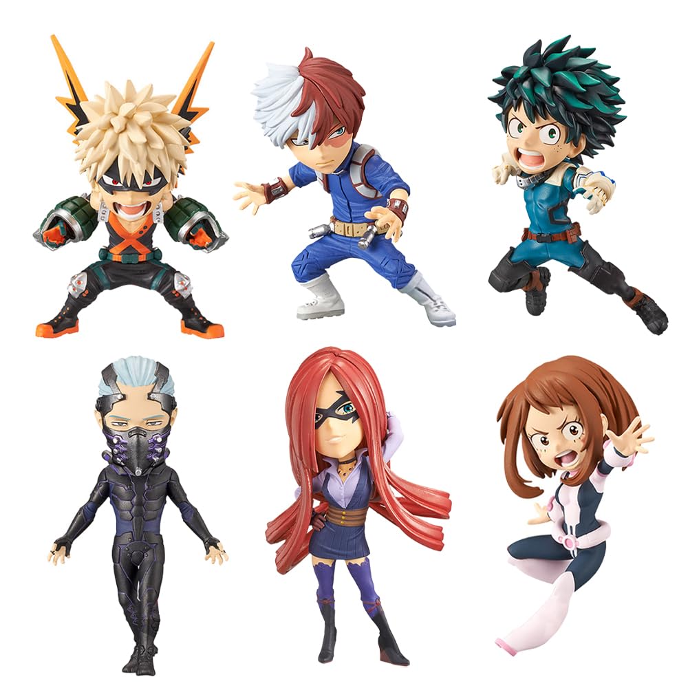 Anime Mini Figures Sets 6PCS Dabi Figure Model Statue 7CM Uraraka Ochako/Todoroki Shouto/Midoriya Izuku MHA Character Figure Collectibles Car Decoration for Fans