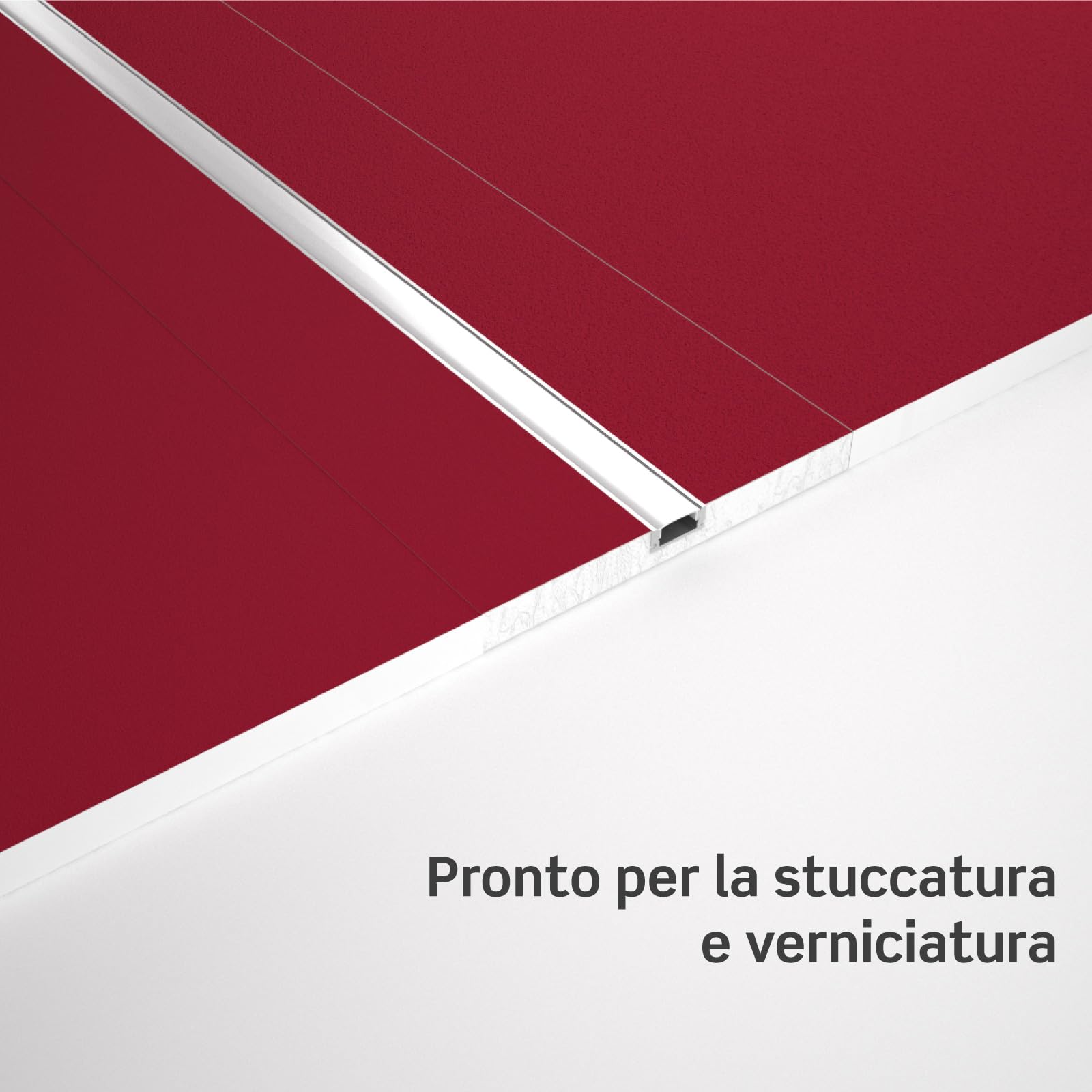 Eurocali Profilo Alluminio per Strisce LED Integrato nel Cartongesso - spessore 12,5mm - Facile da Montare - Gomma di Protezione Stuccatura - Conf. da 5 pezzi 2mt x 12cm