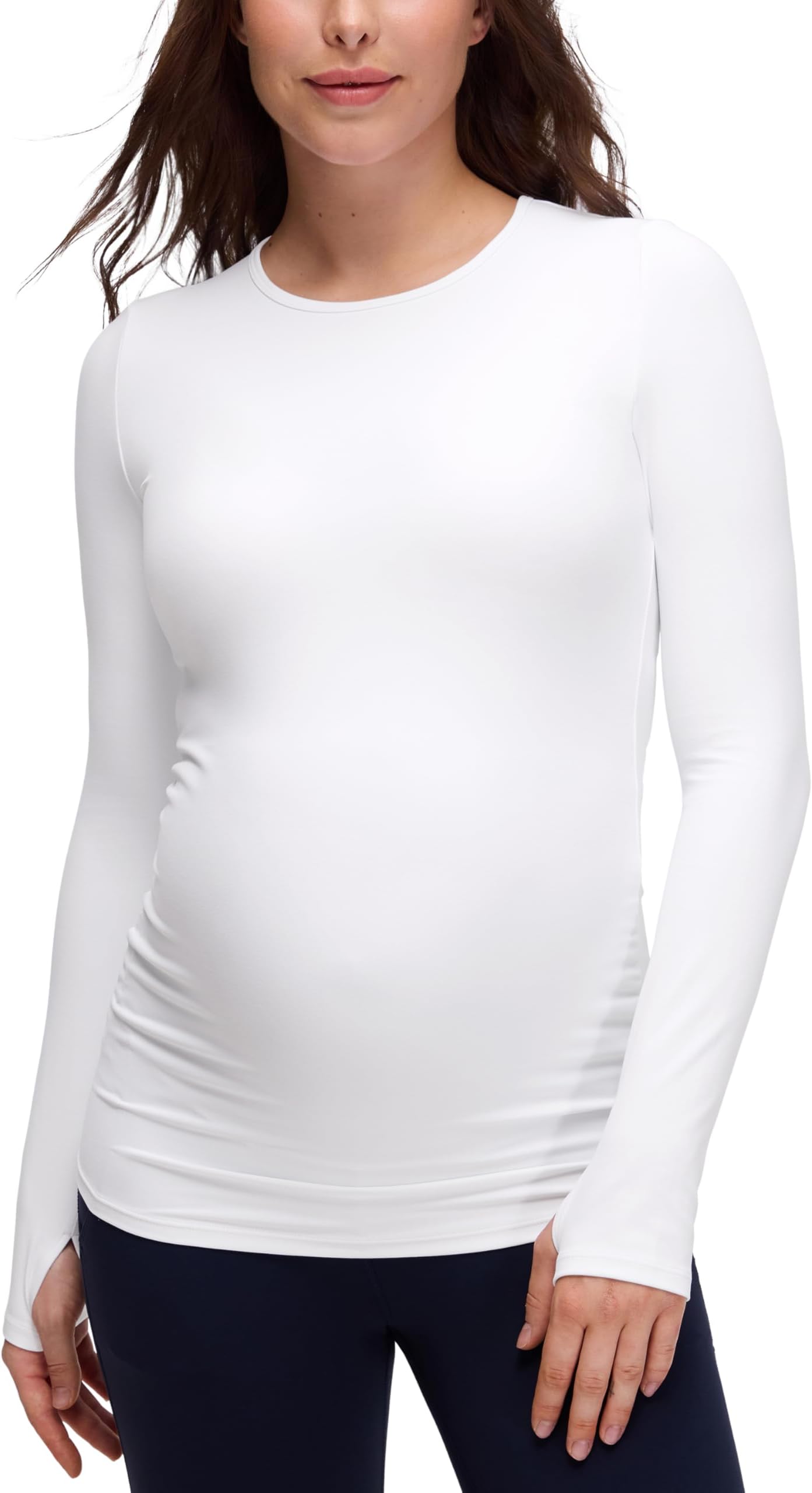CRZ YOGA Maternity Crewneck Tops | Butterluxe, Yoga, Extremely Soft, Slim Fit, Thumbholes, Long Sleeve Shirts, Pregnancy and Postpartum