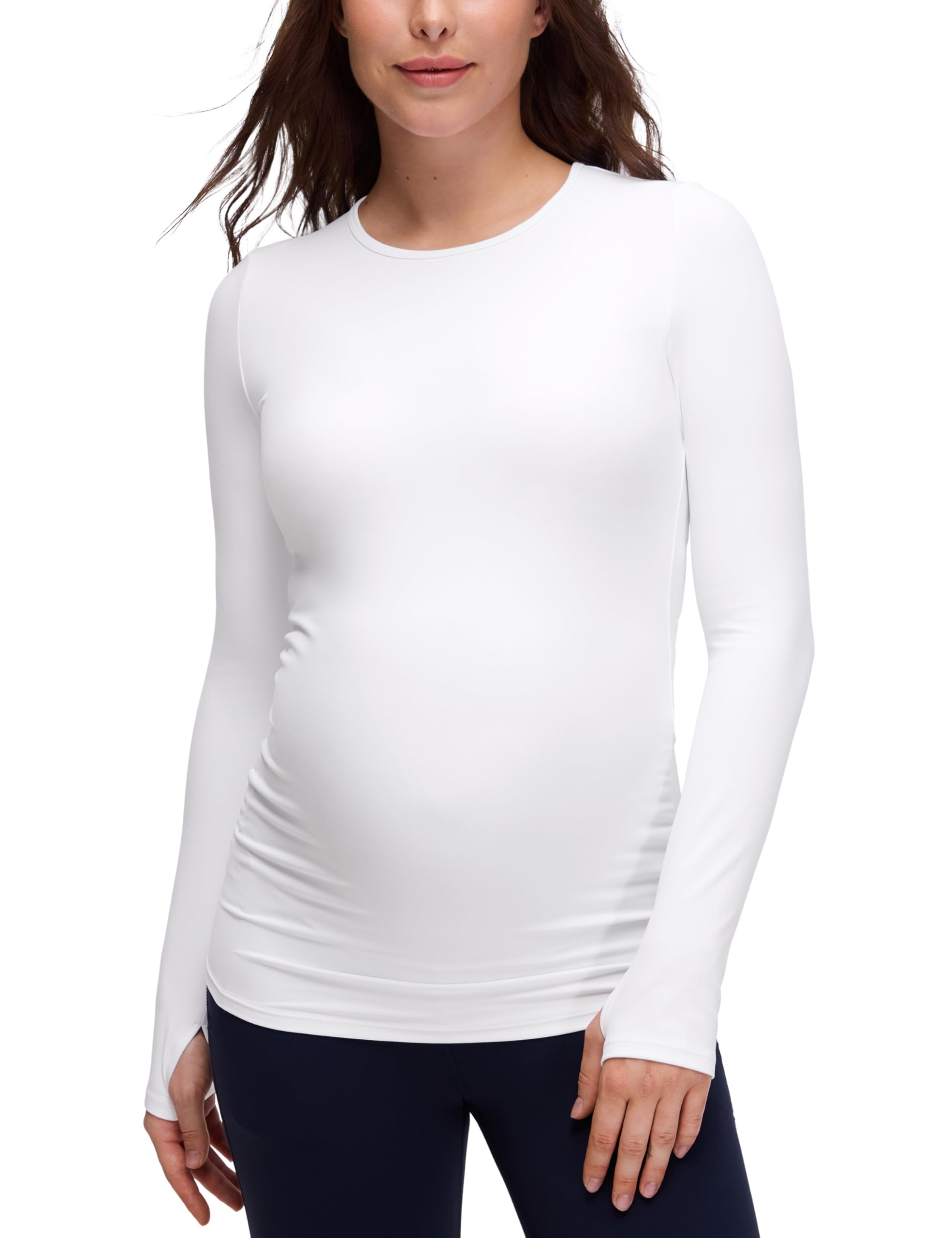 CRZ YOGA Butterluxe Maternity Crewneck Long Sleeve Shirts - Athletic Yoga Casual Pregnancy Womens Tee Tops Basic Layer Soft