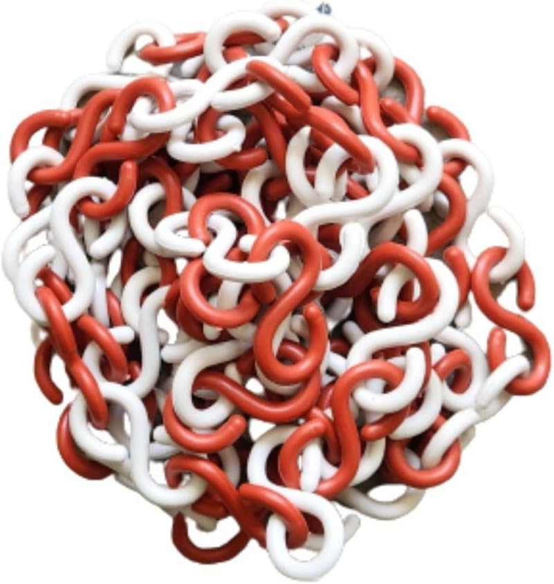 - LADWA S Hook Type Plastic Safety Barrier Cone Chain for Construction, 6mm Thickness, Red & White (20 Meters) – Durable, High-Visibility Demarcation for Roads, Events & More
