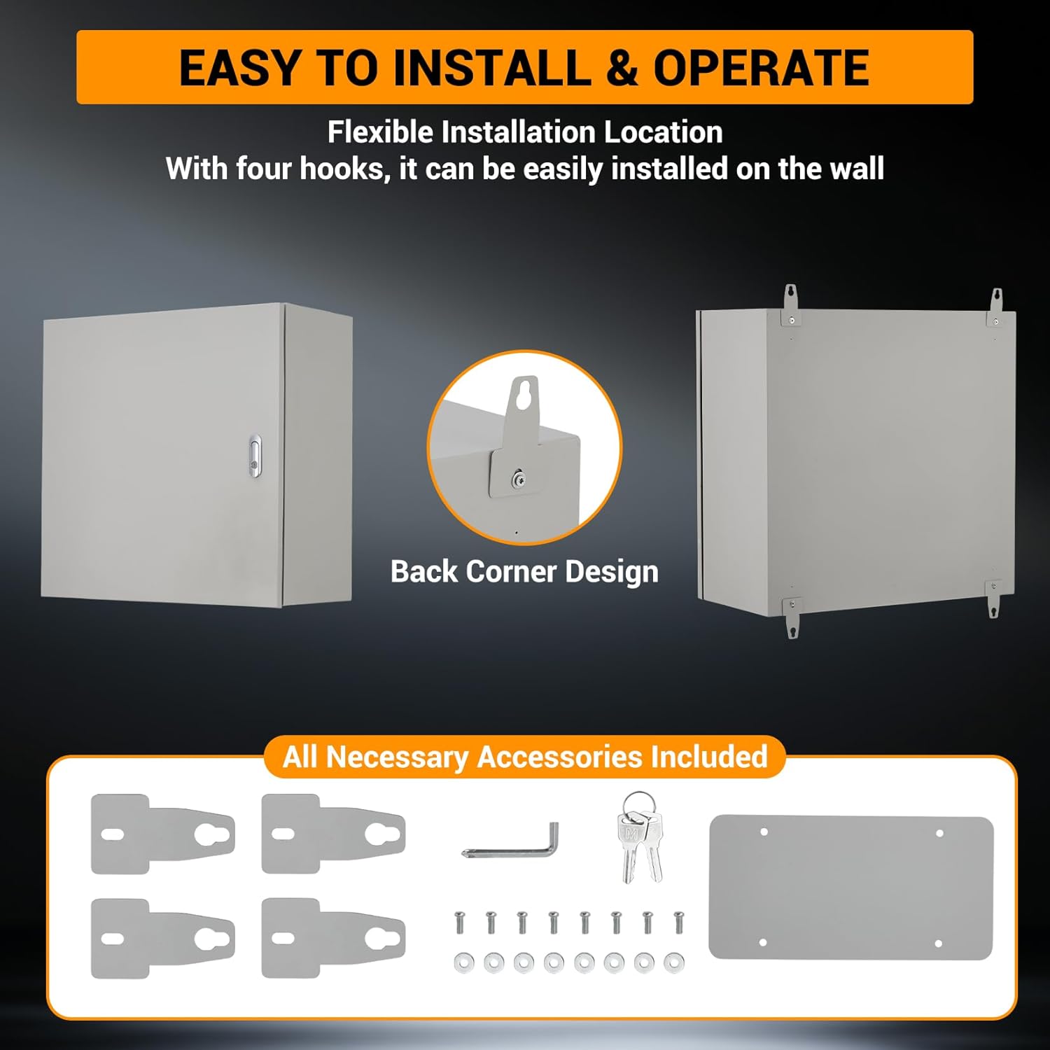 Project Boxes for Electronics, Outdoor Waterproof Electrical Box with Lock & Mounting Plate, Electrical Enclosure Protection Boxes for Power Project, Breakers, Power Distribution Block