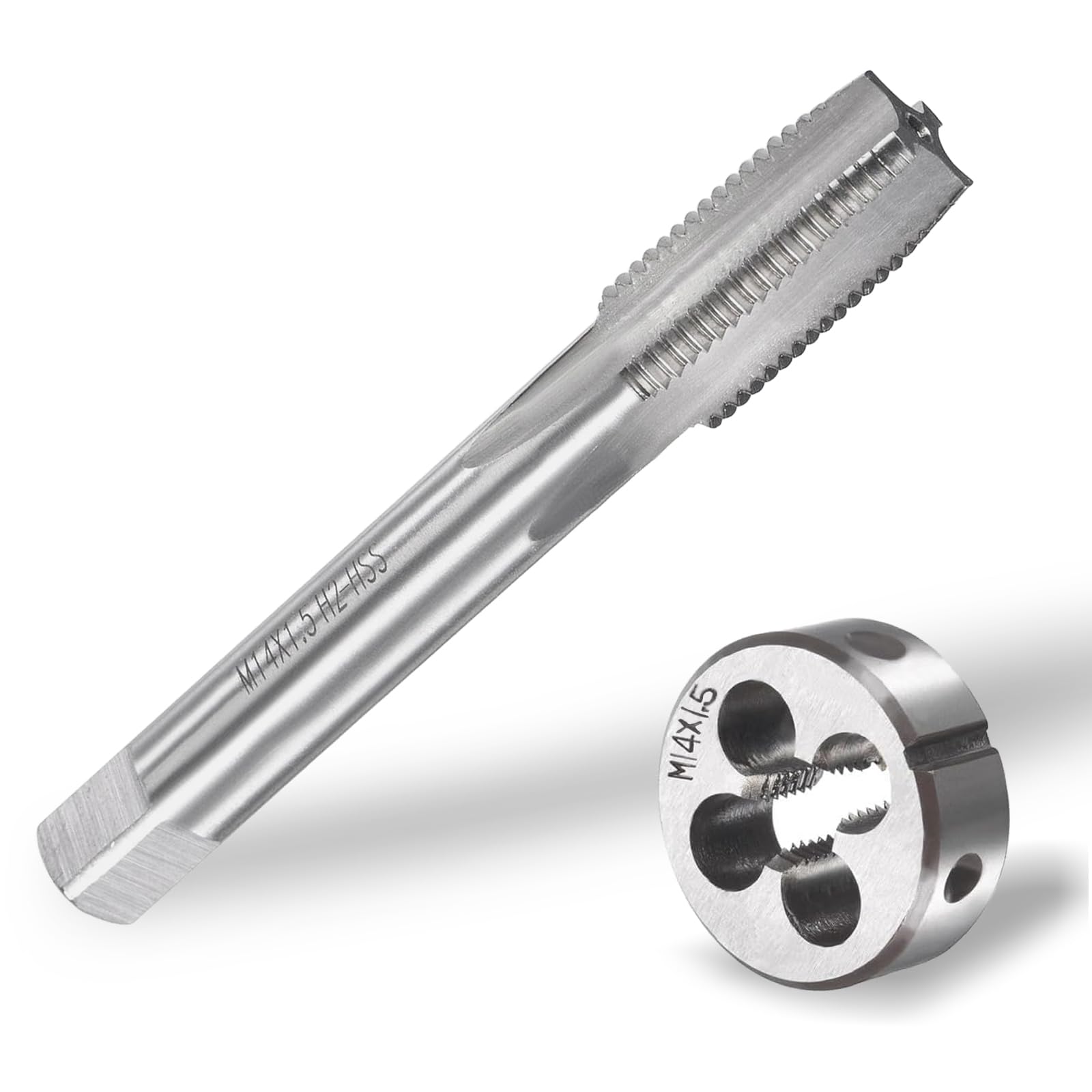 Macho de Roscar, Juego de Grifo y Troqueles Métricos M14 x 1,5 mm, Machos Redondos, Juego de Cortadores de Roscas Métricas, Macho de Máquina, Juego de Machos para Cortar y Reparar Roscas, 1 Juego