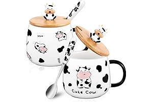 Strawberry Cow Coffee Mug with Lid and Spoon: The Perfect Match for Cow Dish Lovers
