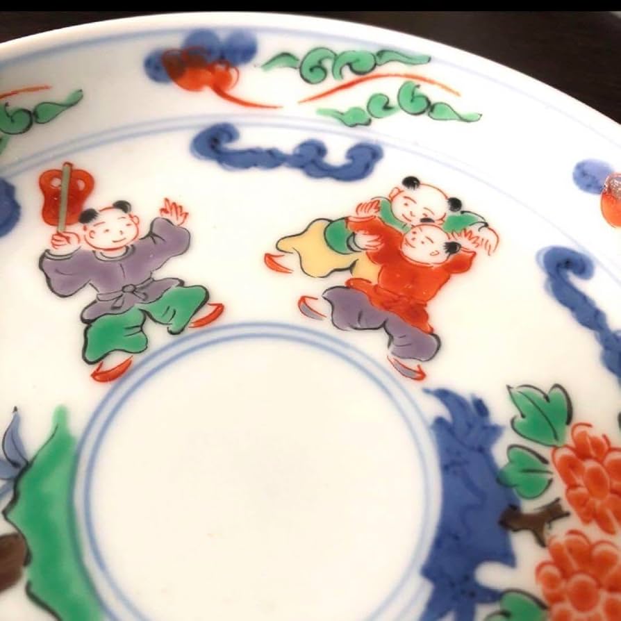 Amazon.co.jp: 有田焼 祥楽窯 唐子 染付 手描き 銘々皿 5枚 : ホーム