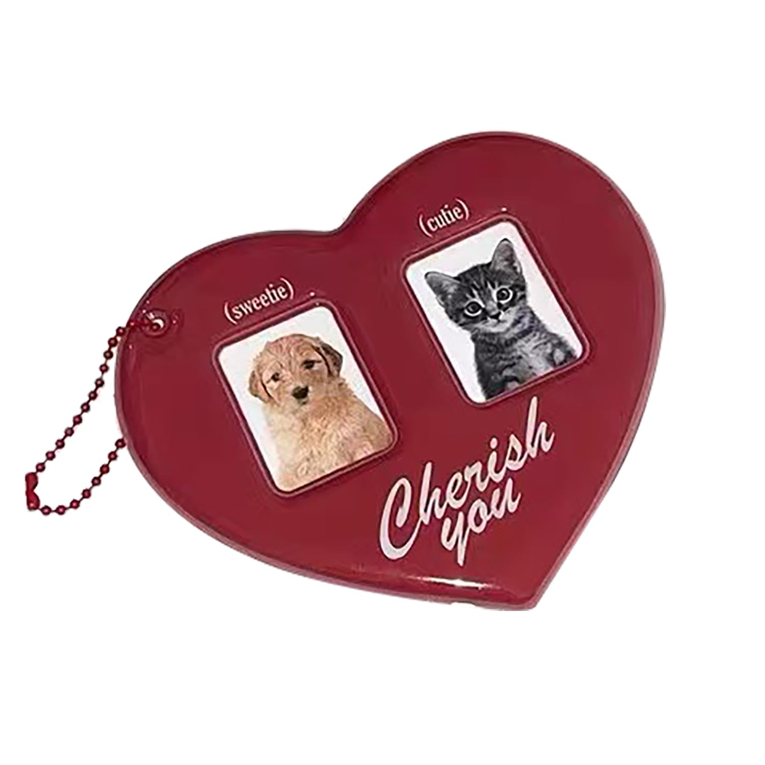 Idol Photocard Holder Keychain: Heart Shape Kpop Card Sleeves – Double Photo 1-Inch Album with Keychain Pendant Chain